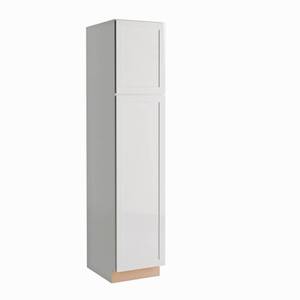 lot 398 image: Hampton Bay Courtland Shaker Assembled 84 Tall  Pantry Kitchen Cabinet Model P1884-CSW (Scratch & Dent)