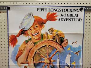 lot 1482 image: 1975 Pippi Longstocking Pippi Goes On Board Re-release Movie Poster - 24 x 37-12 - Looks like an Original that someone trimmed the white border off