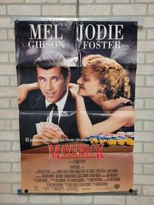 lot 1442 image: 1994 Mel Gibson, Jodie Foster Maverick Original One-Sheet Movie Poster  - 27 x 40 - Folded - Spanish Version
