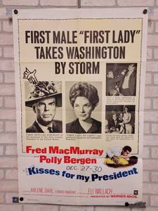 lot 1446 image: 1964 Kisses for my President Original One-Sheet Movie Poster  - 27 x 41 - Folded