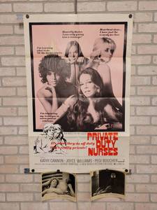 lot 1451 image: 1971 Private Duty Nurses Original One-Sheet Movie Poster - Vintage Sexploitation Film - 27 x 41 - Folded  (2) B&W Publicity Stills