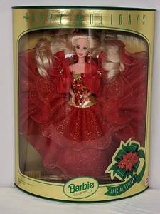 lot 29 image: New Vintage Mattel 1993 Special Edition Happy Holidays Barbie Doll #10824