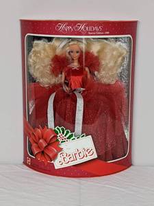 lot 32 image: New and Rare Vintage Collectible Mattel 1988 Happy Holidays Barbie Doll #1703