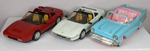 lot 46 image: Set of Vintage Barbie Doll Convertible Cars - Red, White & AquaPink