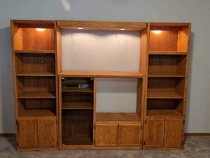 lot 17 image: Wooden Large Entertainment Center with Lights