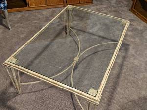 lot 13 image: Glass Rectangle Coffee Table with Metal Frame