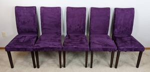lot 11 image: Awesome Set of (5) Purple High Back Chairs