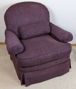 lot 83 image: Comfy Purple Upholstered Chair by Thomasville