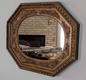 lot 90 image: Custom Octagonal Plastic Framed Wall Mirror