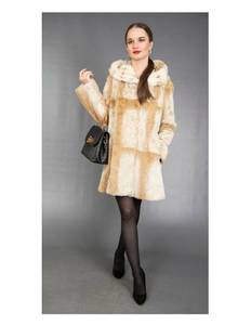 lot 1 image: NEW LadiesSoft and SuppleHoodedSheared BeaverJacketwith Cross Mink Trim -Large