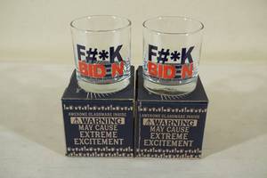 lot 85 image: Novelty Anti-Biden Rocks Glasses