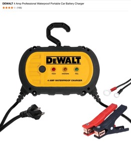 DEWALT 4 Amp Professional Waterproof Portable Car Battery Charger &  2 Amp Automotive Battery Charger and Maintainer. See Pictures