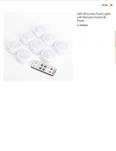 (4) Defiant LED 30 Lumen Puck Lights with Remote Control (8-Pack). See Pictures