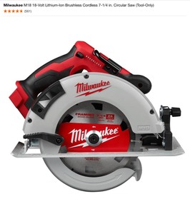 Milwaukee M18 18-Volt Lithium-Ion Brushless Cordless 7-14 in. Circular Saw (Tool-Only). See Pictures