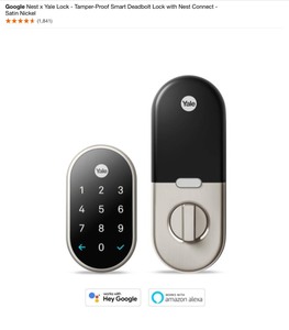 Google Nest x Yale Lock - Tamper-Proof Smart Deadbolt Lock with Nest Connect - Satin Nickel. See Pictures