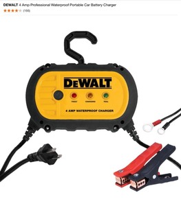 DEWALT 4 Amp Professional Waterproof Portable Car Battery Charger & TOUGHSYSTEM 2.0 Deep Tray (2-Pack). See Pictures