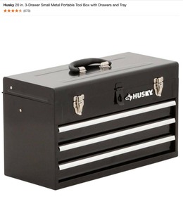 Husky 20 in. 3-Drawer Small Metal Portable Tool Box with Drawers and Tray & 12 in. Drive Deep SAE Socket Set (11-Piece). See Pictures