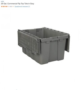 (7) HDX 26 Gal. Commercial Flip Top Tote in Grey. See Pictures