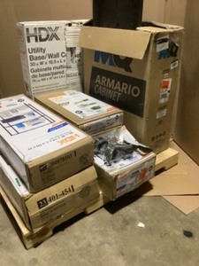 Pallet of Different Sized HDX Metal Wire Shelving Units, Base Cabinet & MQ Cabinet. Various Conditions. See Pictures