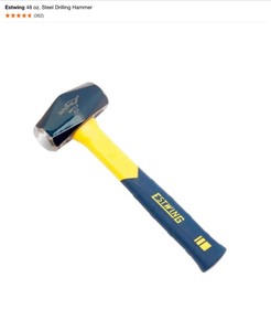 lot 7 image: Estwing 64 oz. Steel Blacksmith Hammer, 48 oz. Drilling Hammer, 15 in. Handy Bar & 12 oz. Hammer. See Pictures