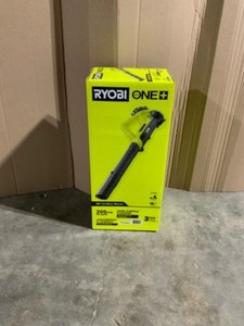 lot 10 image: RYOBI ONE 18V 90 MPH 200 CFM Cordless Battery Leaf BlowerSweeper with 2.0 Ah Battery and Charger. See Pictures