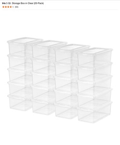 lot 11 image: Iris 5 Qt. Storage Box in Clear (20-Pack) & Life Story 1-Pair Clear Plastic Shoe Boxes (36-Pack). See Pictures