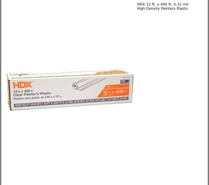 lot 13 image: HDX 12 ft. x 400 ft. 0.31 mil High Density Painters Plastic & HDX 10 ft. x 100 ft. 6 mil Clear Plastic Sheeting. See Pictures