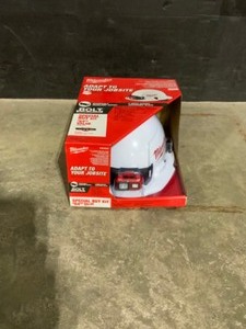 lot 15 image: Milwaukee 450 Lumens LED SpotFlood Headlamp with Hardhat. See Pictures