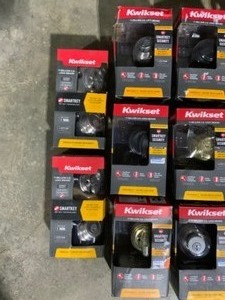lot 24 image: Assorted Colors & Designs of Kwikset Single & Double Cylinder Deadbolts. Various Conditions. See Pictures