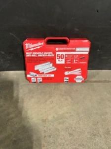 lot 27 image: Milwaukee 14 in. Drive SAEMetric Ratchet and Socket Mechanics Tool Set (50-Piece). See Pictures