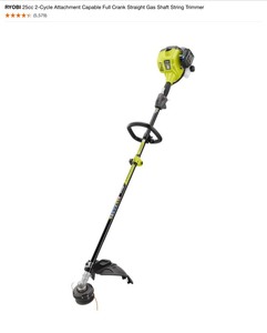 lot 36 image: (3) RYOBI 25cc 2-Cycle Attachment Capable Full Crank Straight Gas Shaft String Trimmers. See Pictures