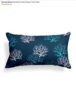 lot 56 image: Grouchy Goose Reef Royal Square & Lumbar Outdoor Throw Pillows & Unbranded Sorra Home Coral Rectangular Outdoor Corded Lumbar Pillows. See Pictures