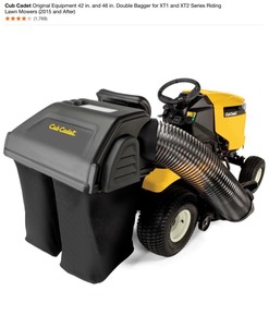 lot 59 image: Cub Cadet Original Equipment 42 in. and 46 in. Double Bagger for XT1 and XT2 Series Riding Lawn Mowers (2015 and After). See Pictures
