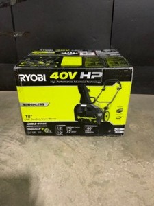 lot 62 image: RYOBI 40V HP Brushless 18 in. Single-Stage Cordless Electric Snow Blower with 6.0 Ah Battery and Charger. See Pictures