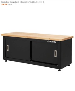 lot 63 image: Husky Steel Storage Bench in Black (48 in. W x 20 in. H x 18 in. D). See Pictures