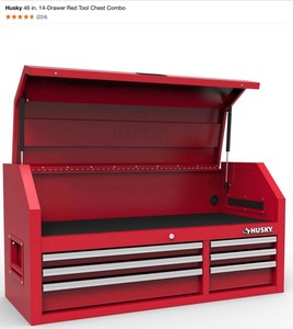 lot 65 image: Husky 46 in. 14-Drawer Red Tool Chest Combo. TOP CHEST ONLY See Pictures