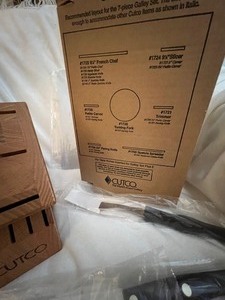 lot 5 image: New Cutco Gallery Knife Set with Wood Block and Cutting Board