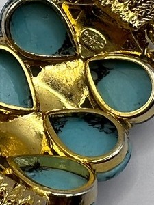 lot 45 image: Vintage Bijoux Christian Dior Gold Tone and Faux Turquoise Necklace