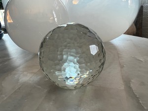 lot 64 image: Medium Size Clear Glass Hammered Paperweight