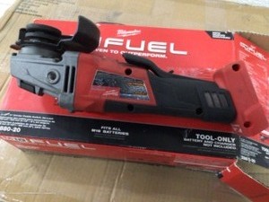 lot 10 image: Milwaukee 2880-20 M18 Fuel 18V 4-12  5 Brushless Grinder w Paddle Switch Used Customer return see pictures