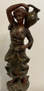 lot 154 image: Marvelous Metal Figurine Statue of Woman Holding a Jug