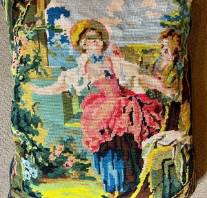 lot 149 image: Large and Lovely Needlepoint Pillow