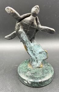 lot 118 image: Brass Turtle Sculpture on a Metal Base