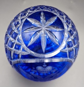 lot 12 image: Cobalt Faberge Imperial Crest Crystal Egg