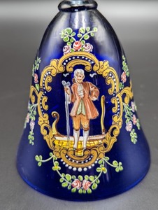 lot 17 image: Painted Murano Glass Cobalt Blue Bell