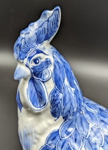 lot 33 image: Vintage Blue and White Ceramic Rooster