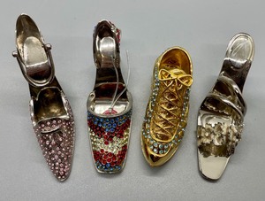 lot 211 image: Four Adorable Swarovski Crystal Adorned Shoe Figurines