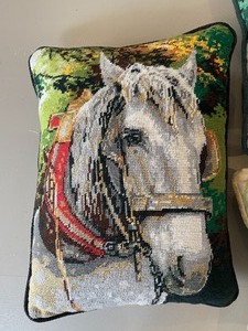 lot 236 image: Three Wonderful Handcrafted Needlepoint Pillows