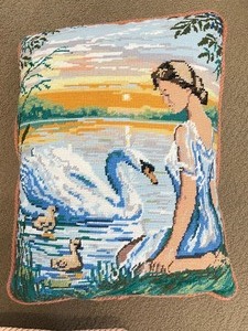 lot 224 image: 3 Neat Needlepoint Pillows