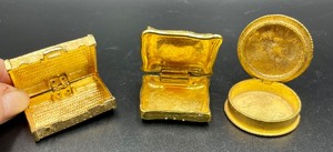 lot 165 image: 3 Golden Colored Trinket Boxes